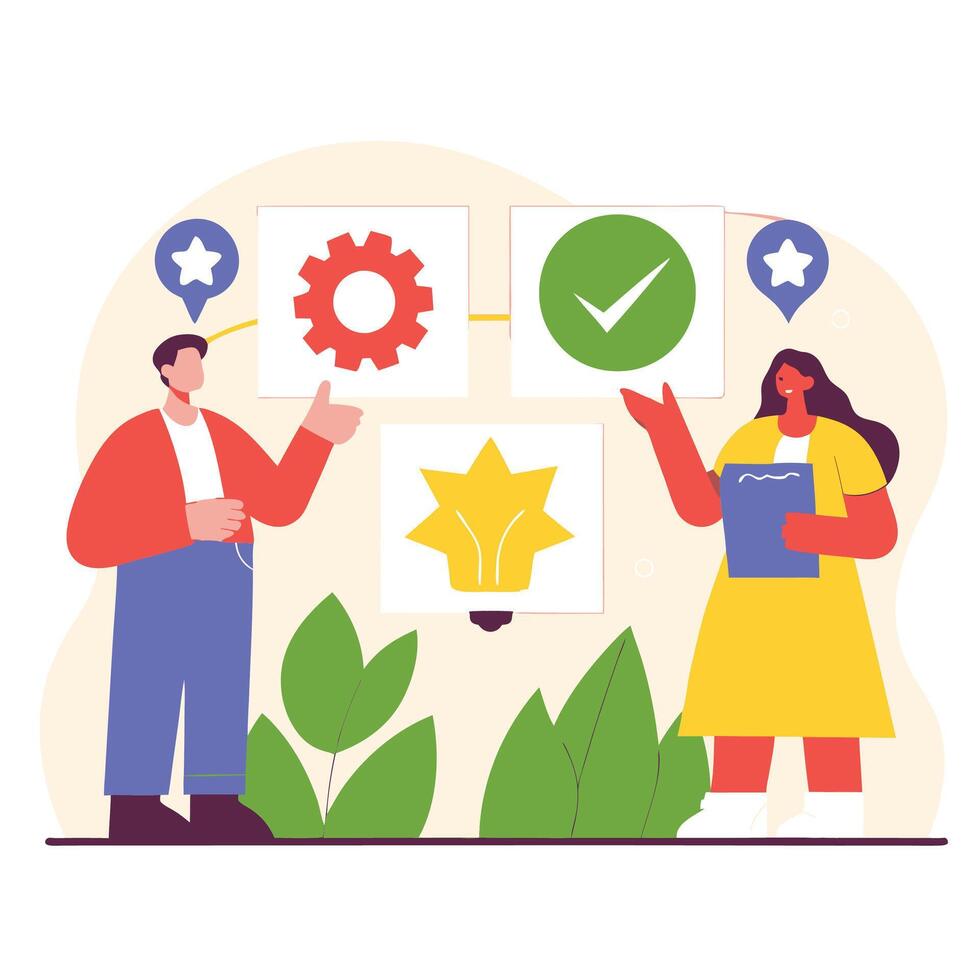 Collaborative Workflow and Idea Development Concept Illustration vector