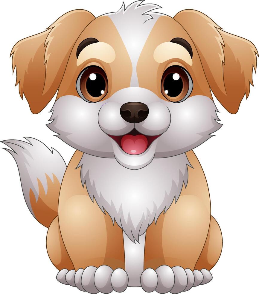 Cartoon happy cute white and brown dog vector