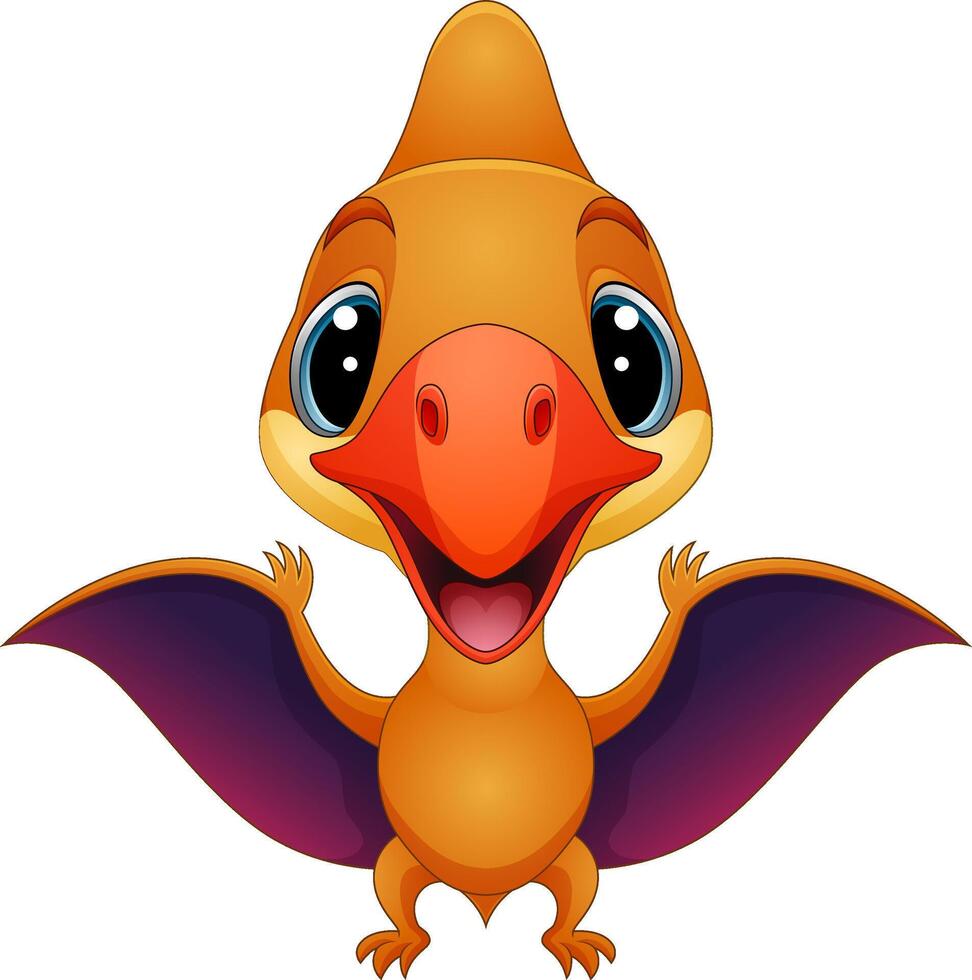 Cartoon a cute baby pterosaur vector