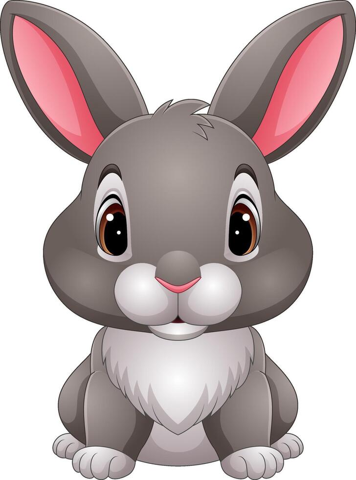 Illustration of cartoon funny gray rabbit vector