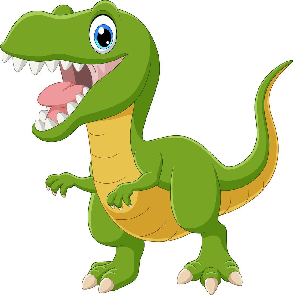 Cartoon happy green dinosaur vector