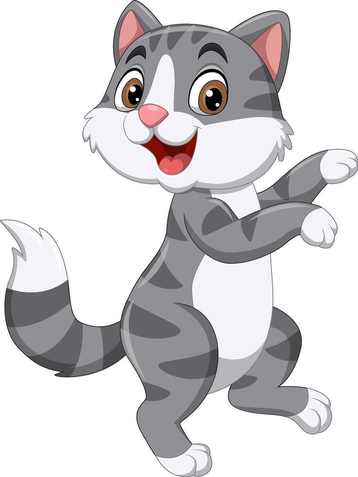 Cartoon a happy cat dancing vector