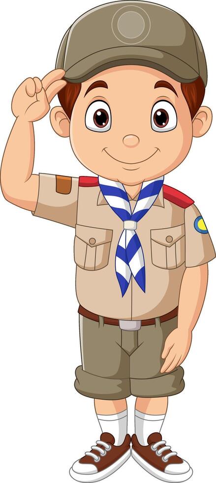 Cartoon of a happy Boy Scout kid saluting vector