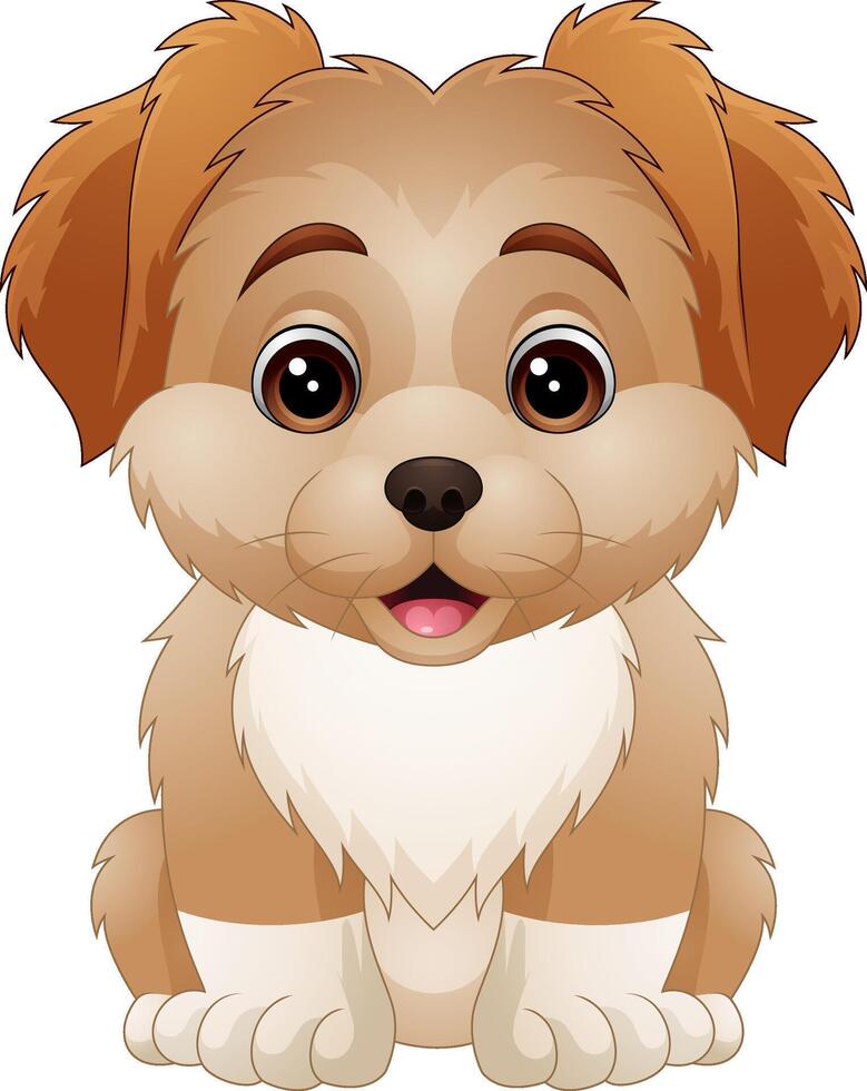 Cartoon happy cute white dog vector
