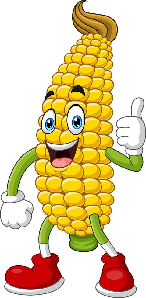 funny corn giving thumb up vector