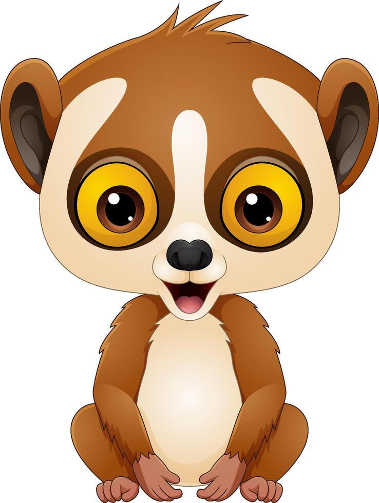 Cartoon illustration of baby slow loris vector