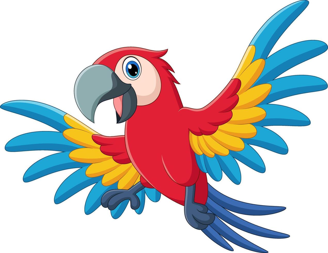 Illustration of cute macaw bird flying vector