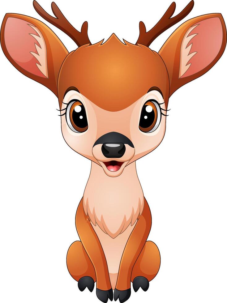 Illustration of cartoon cute baby deer vector