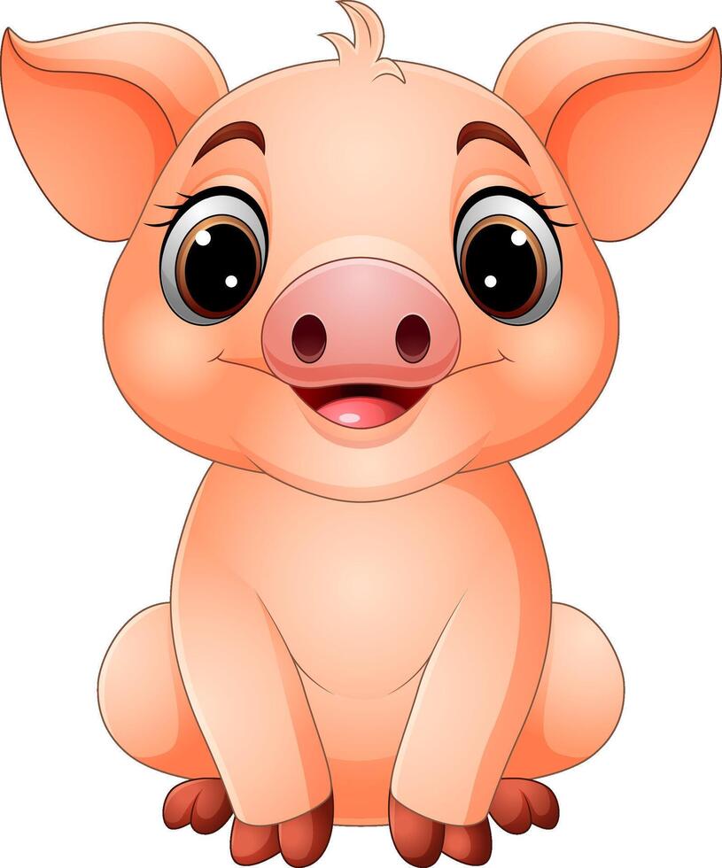 Illustration of cute cartoon baby pig vector