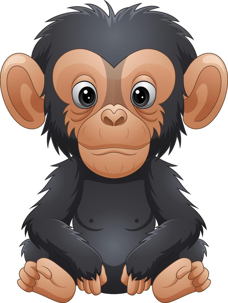 Cartoon illustration of funny chimpanzee vector