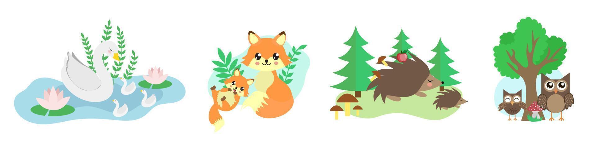 Woodland animals set vector