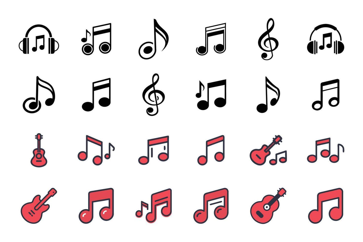 Musical symbols silhouette outline icon pack vector