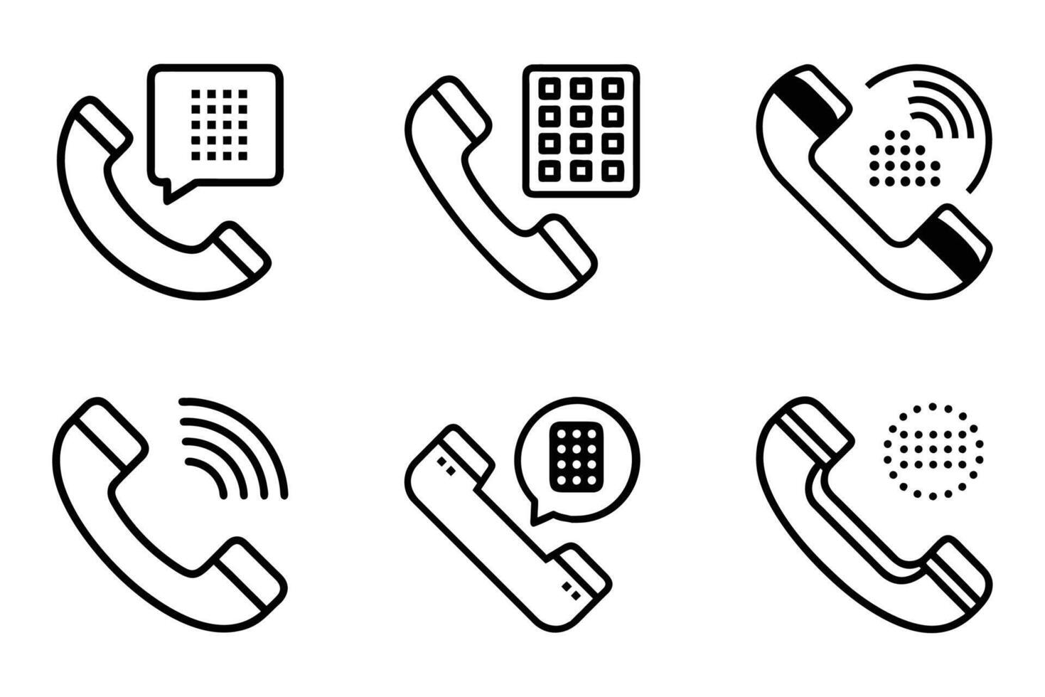 Contact phone silhouette icon set vector