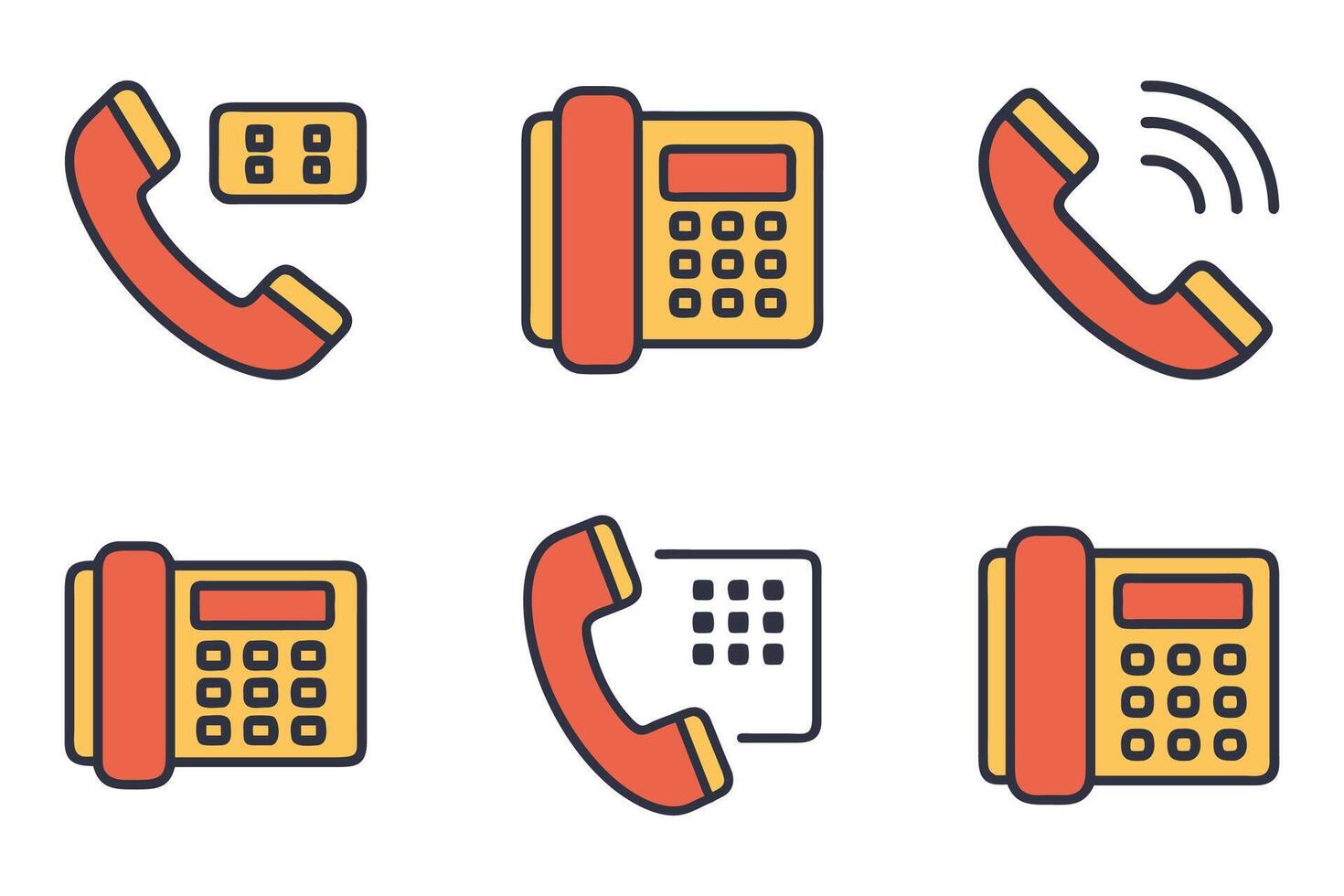 Simple mobile outline icon set vector