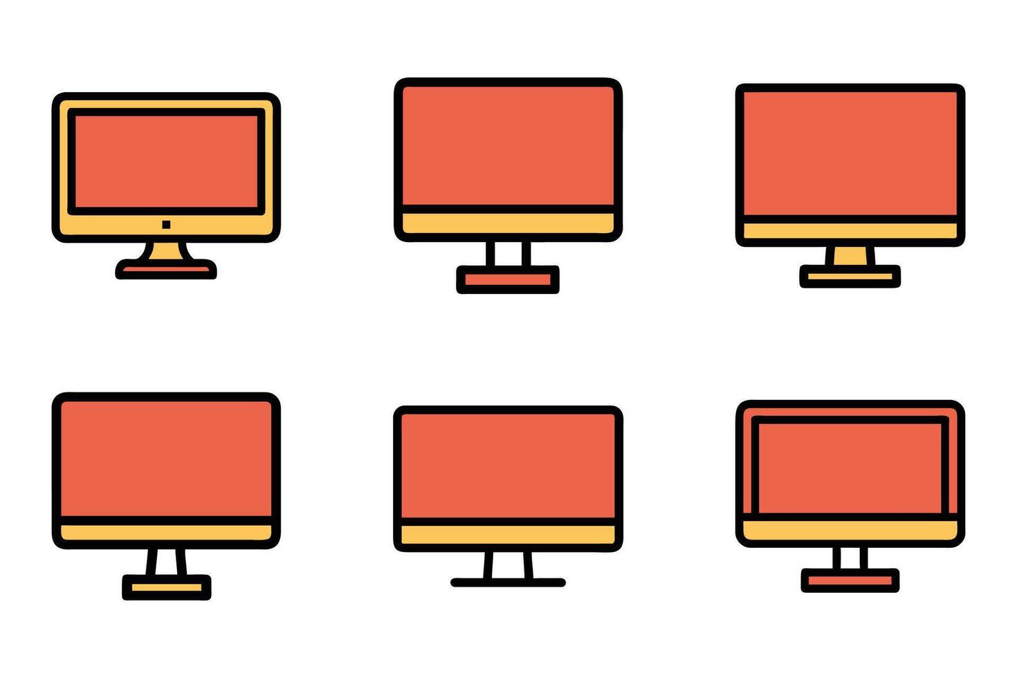 Modern monitor outline icon set vector
