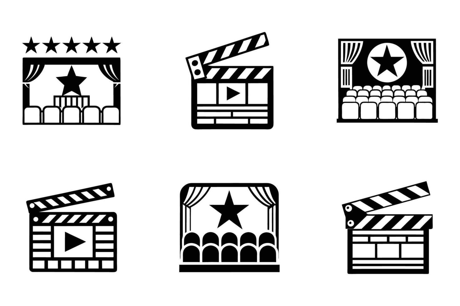 Simple movie outline icon bundle set design vector