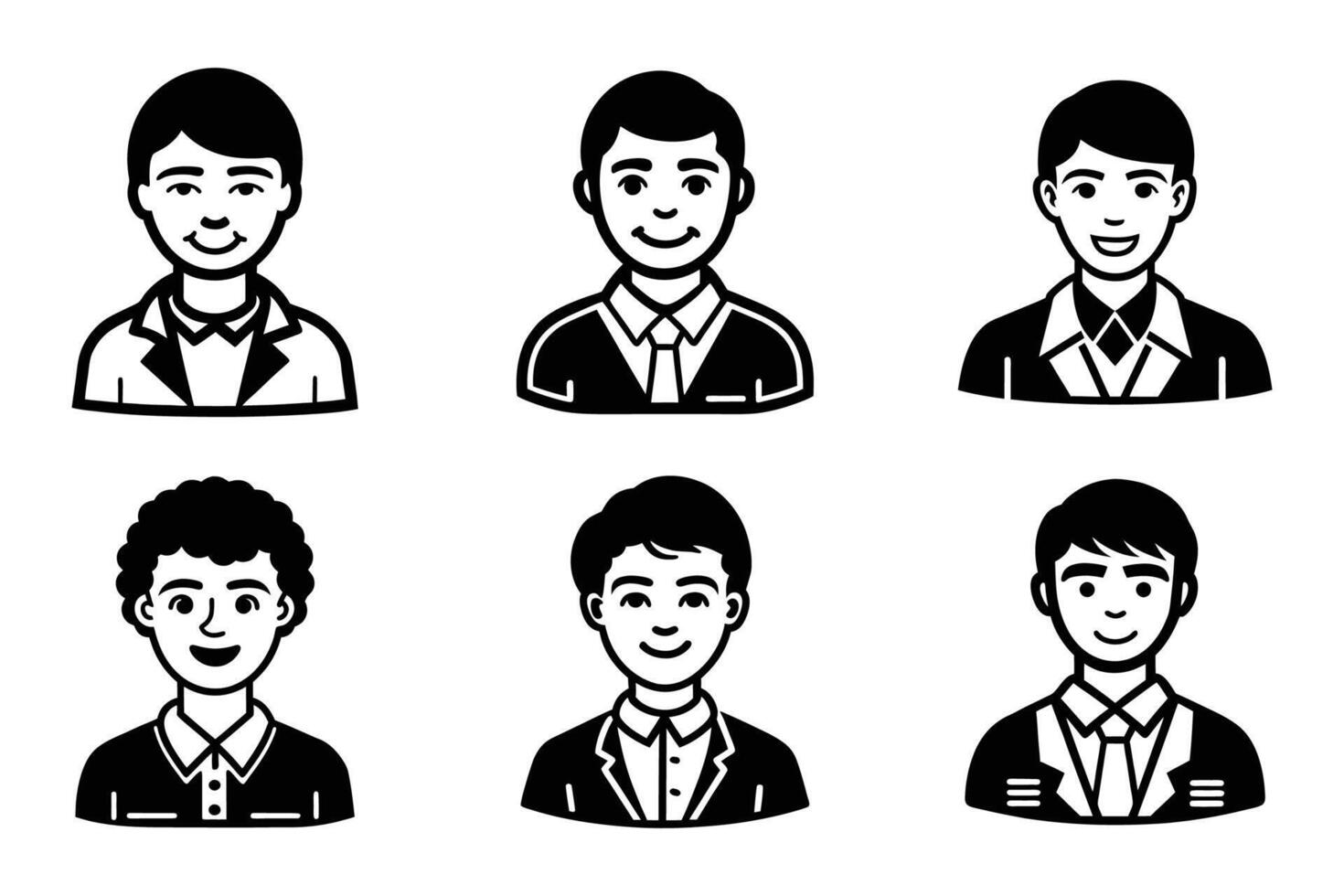 Professional person outline icon set vector
