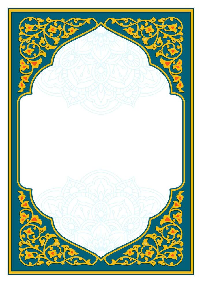 Arabic Floral ornament Frame. Traditional Islamic Design. Elegance Background with Text input area in a center. Suitable for greeting card, poster, invitation and banner vector