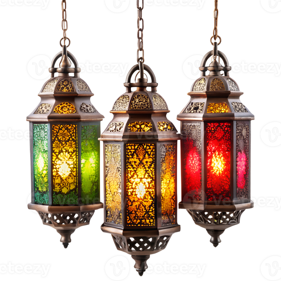 Islamic ramadan kareem lantern on transparent background png