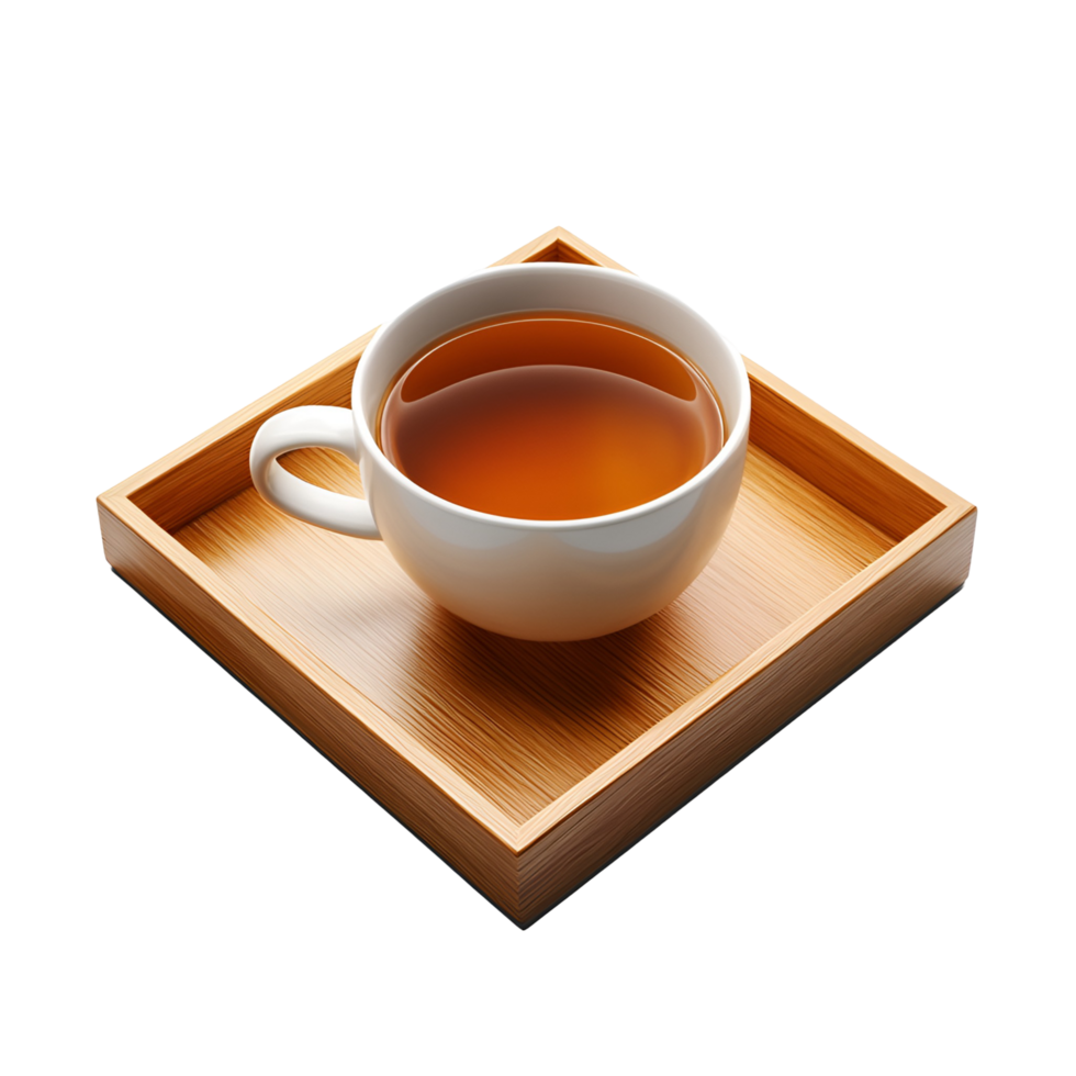 tea on a wooden tray isolated on transparent background png
