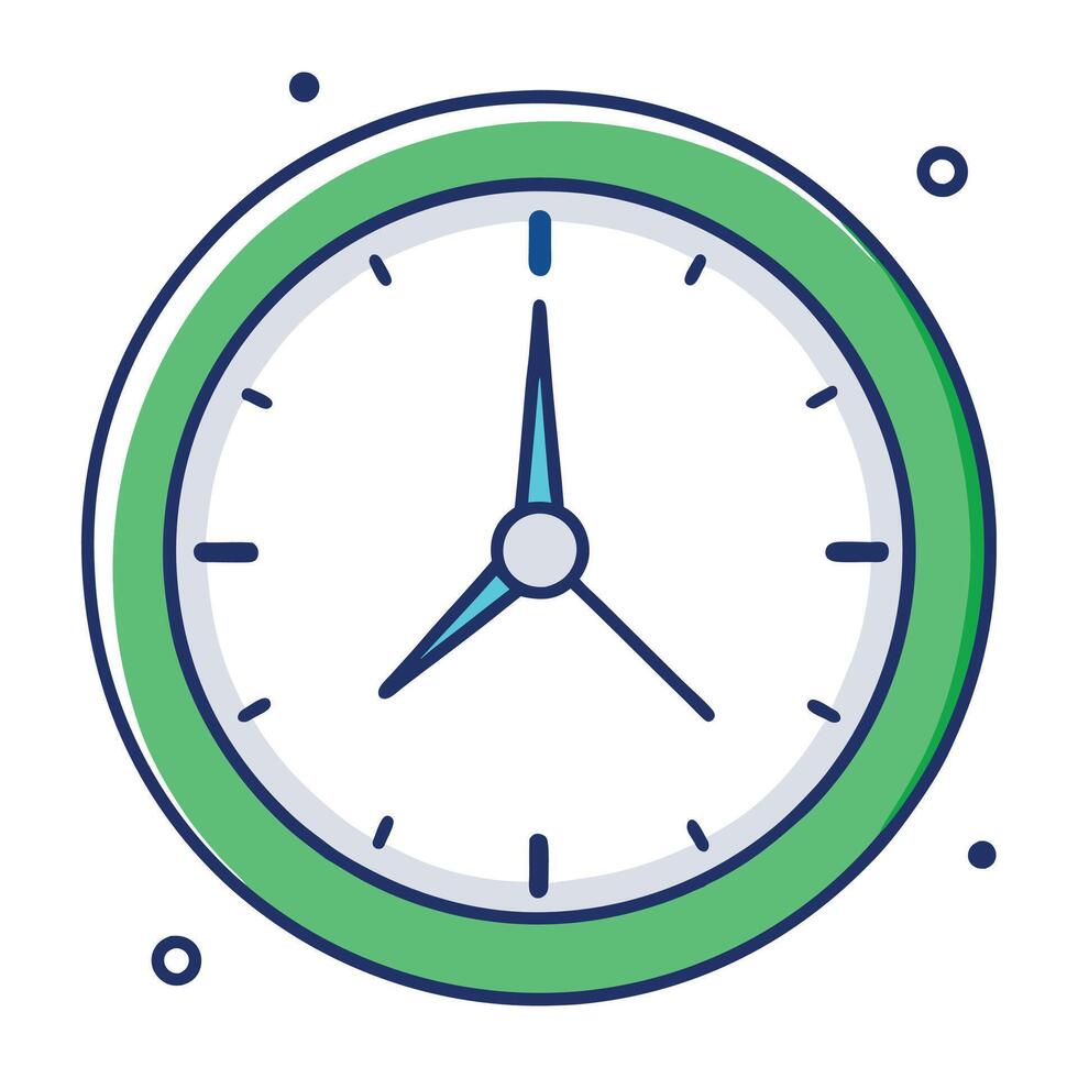 Modern Green Clock Icon with Simple Design vector