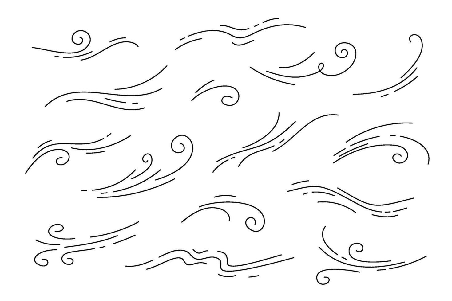 Decorative Wind Swirls Line Art Collection vector