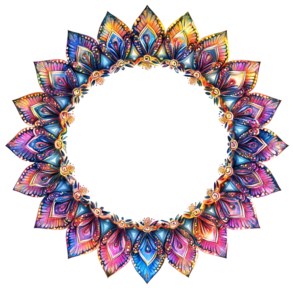 a colorful flower pattern in the shape of a circle transparent background png