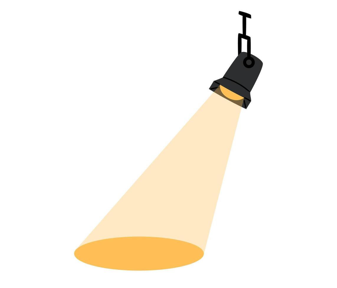 Spotlight icon. Stage light symbol. Event, concert, performance, theater. Theatre Day stickers. Flat illustration isolated on white background vector