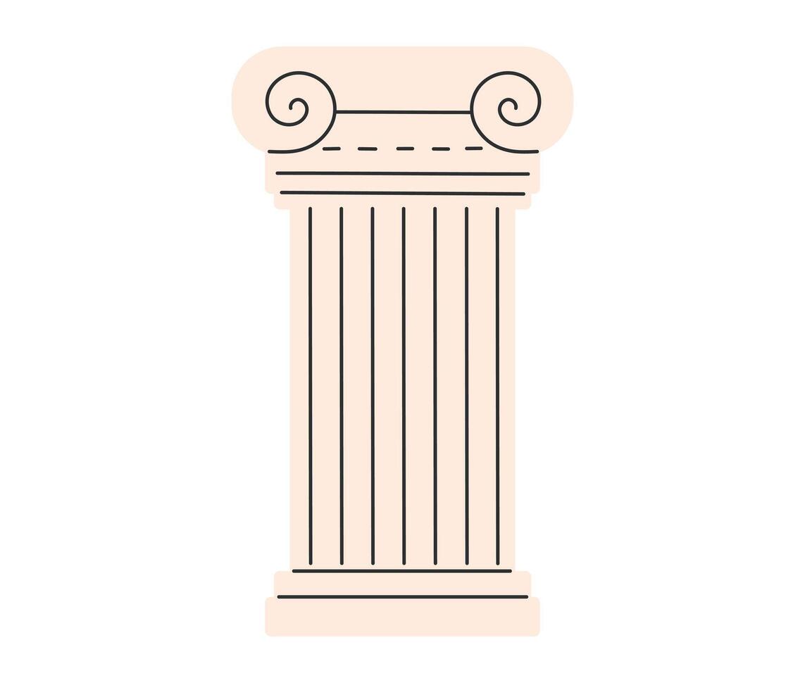 Architecture column icon. Ancient Greek and Roman art. Theatre Day stickers. Flat illustration isolated on white background vector