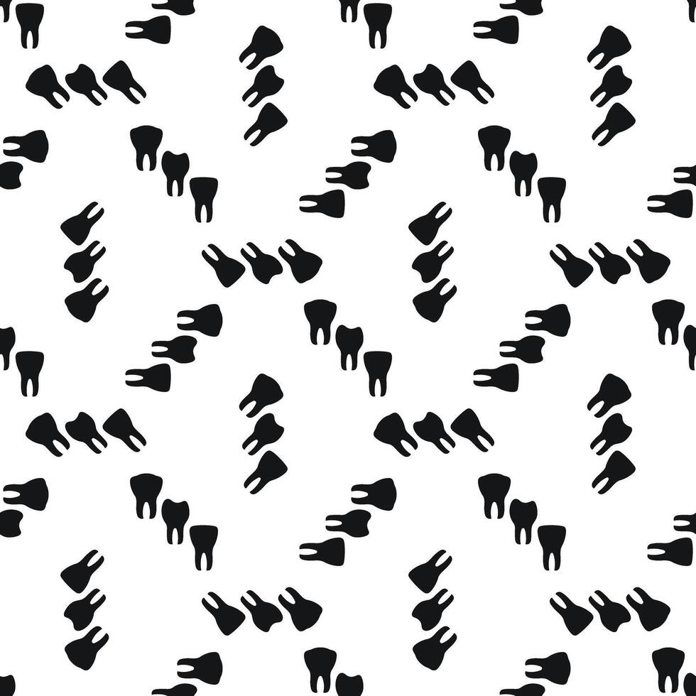 Repetitive tooth pattern design on a white background suitable for dental themes and artistic projects. Pattern 15 vector