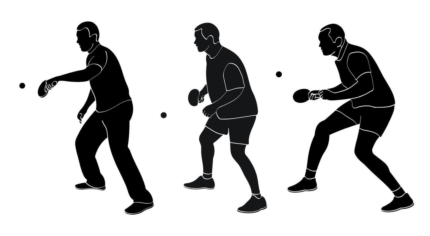 Silhouettes of male athletes or table tennis players vector