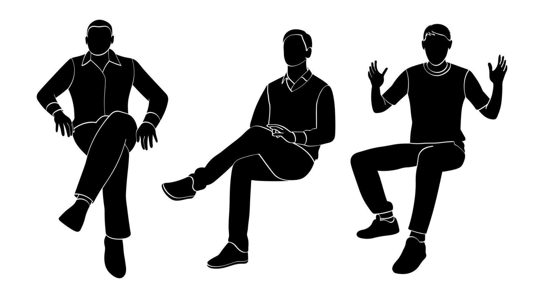 People silhouettes sitting on a pieces of furniture vector