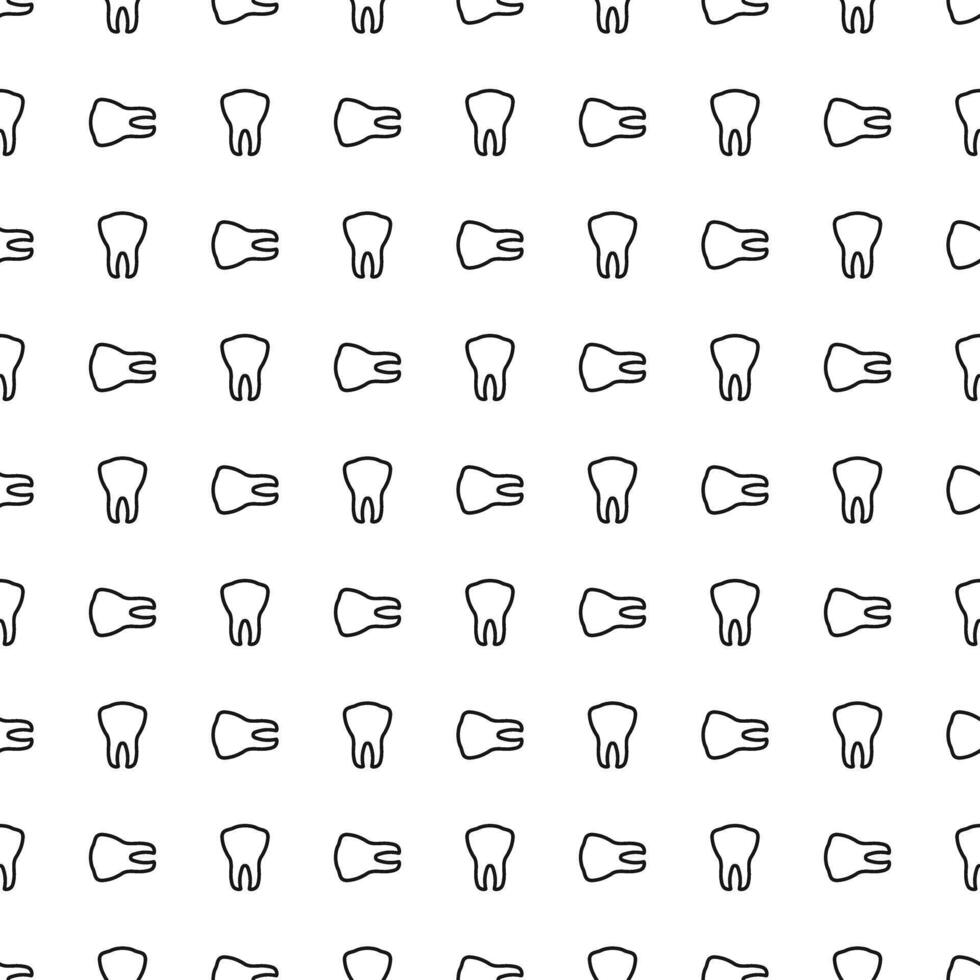 Repeated pattern of simple tooth illustrations on a white background suitable for medical or educational purposes vector