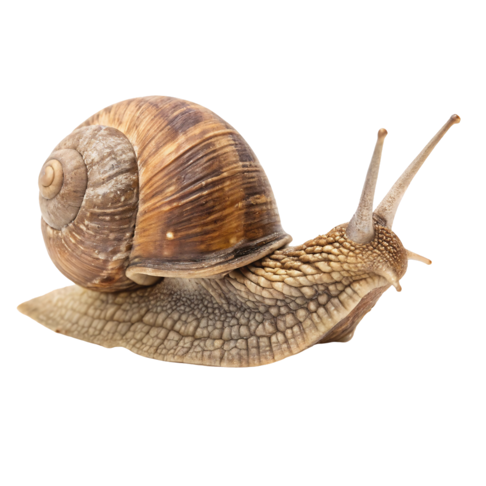 Side view of a snail, its elongated body extending as it slowly moves forward, emphasizing its natural grace png