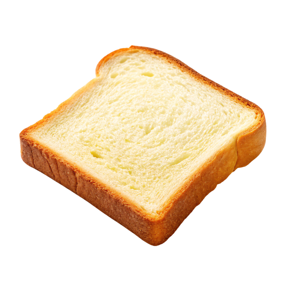 A fluffy, angled view of a white bread slice with a toasted crust, showcasing its pillowy texture and golden edges png
