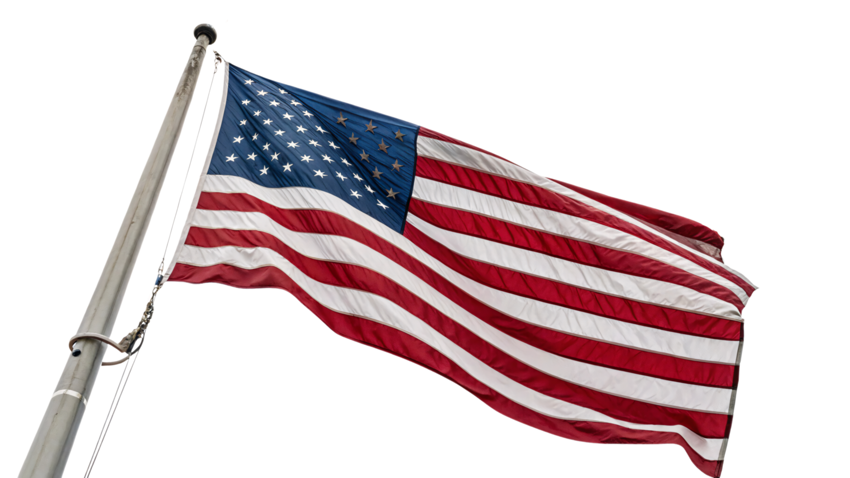 A slightly different perspective of the U.S. flag, highlighting its stars and stripes in vivid detail png