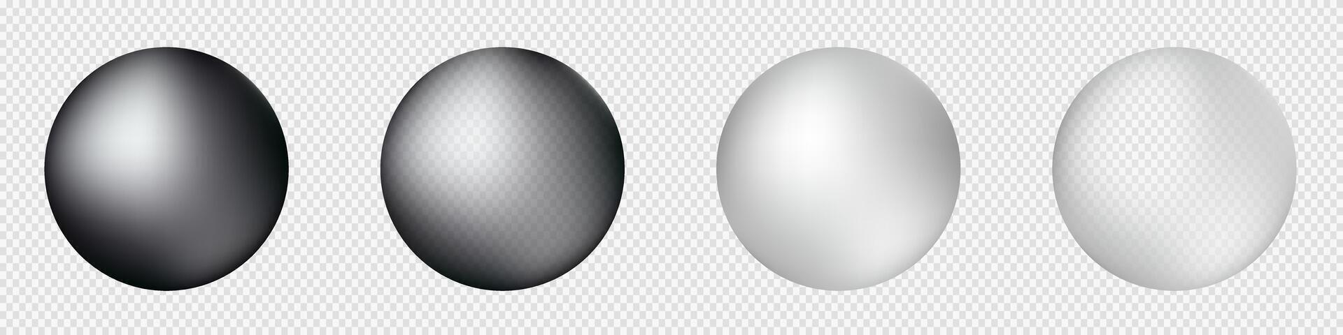 Black and white 3d sphere. Transparent black and white sphere. vector