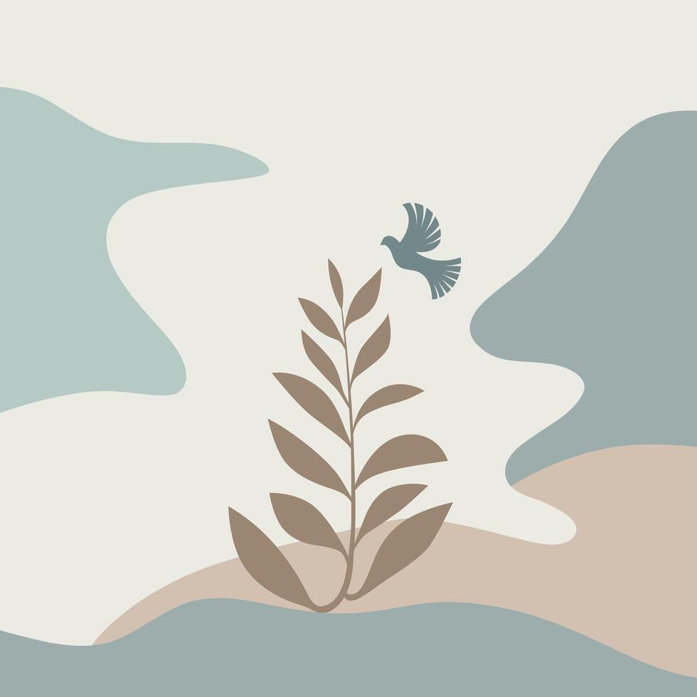 Modern abstract jungle drawing wallpaper design vector
