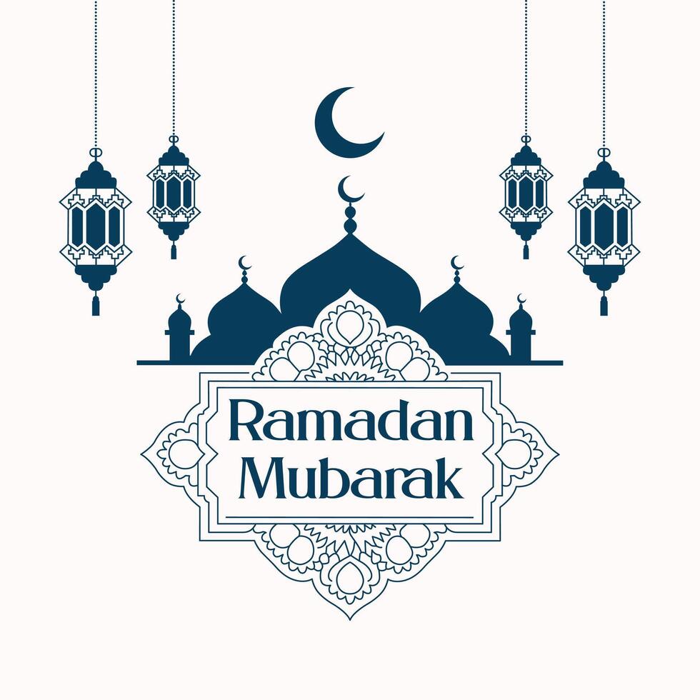 Ramadan Mubarak Greeting Card illustration isolated on white background vector