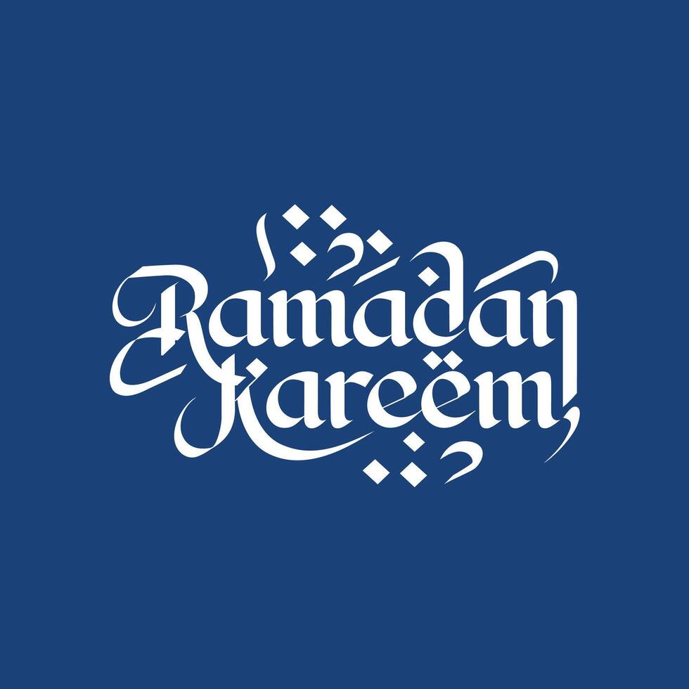 Ramadan kareem english calligraphy lettering greeting text banner. Muslim fasting month greeting text vector