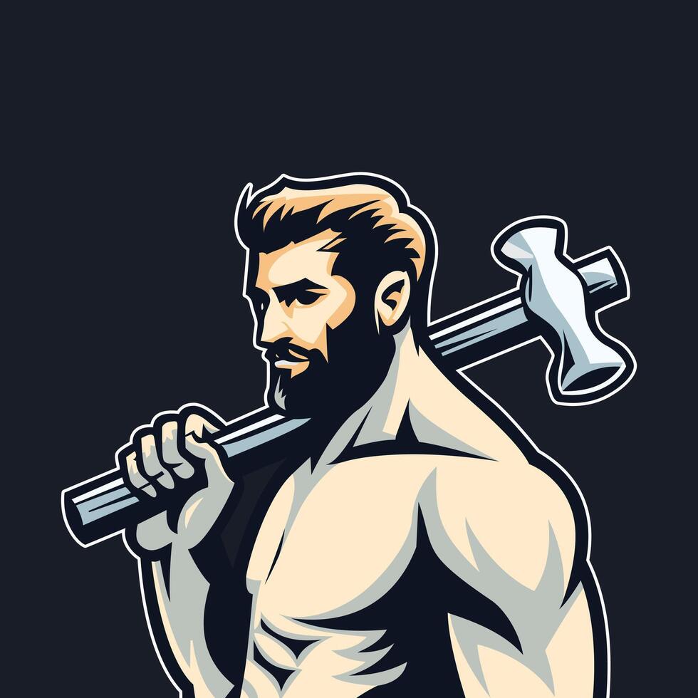 Handsome Cartoon with hammer vector