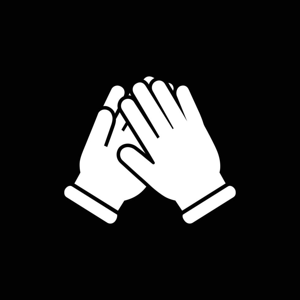 Applause Symbol White Icon Isoloted on Black Background vector