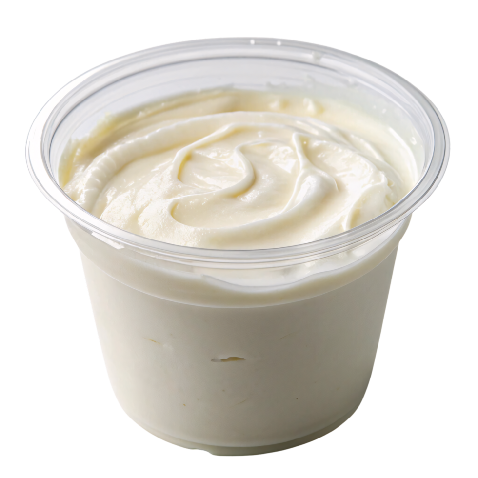 A cup of yogurt, slightly thicker in texture, with natural ripples emphasizing its fresh and creamy consistency png