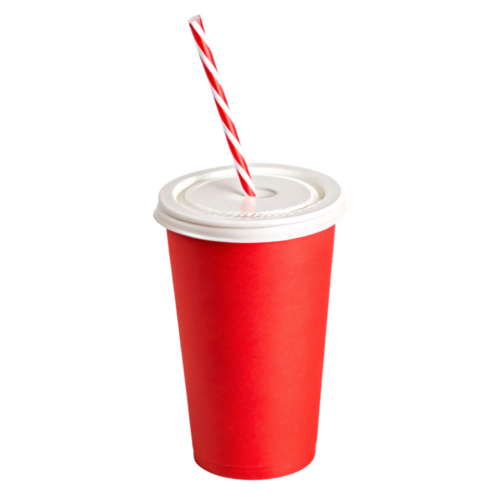 A red cup, identical design, slightly repositioned, highlighting its bright colors and simplicity in design png