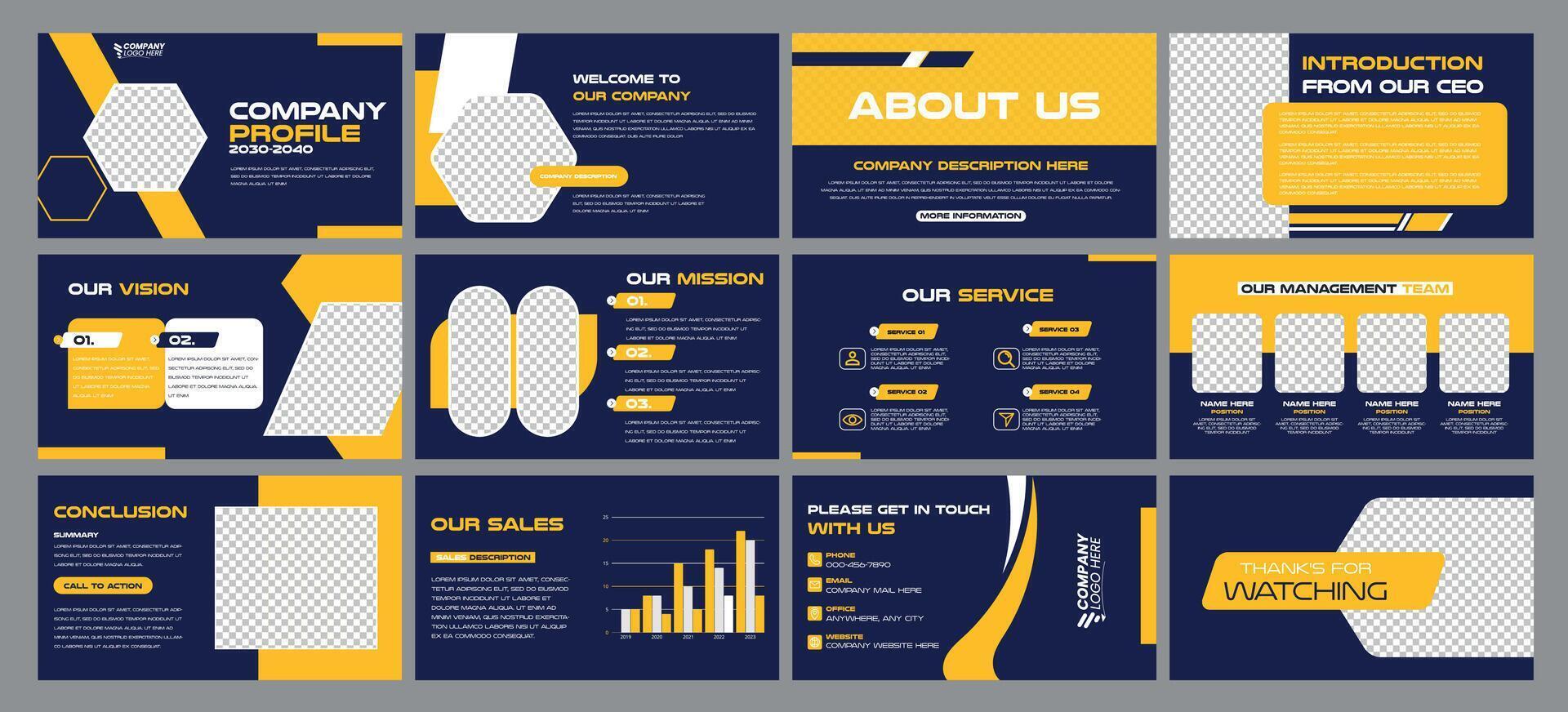 modern company profile template for corporate business presentation elegant design fully editable vector