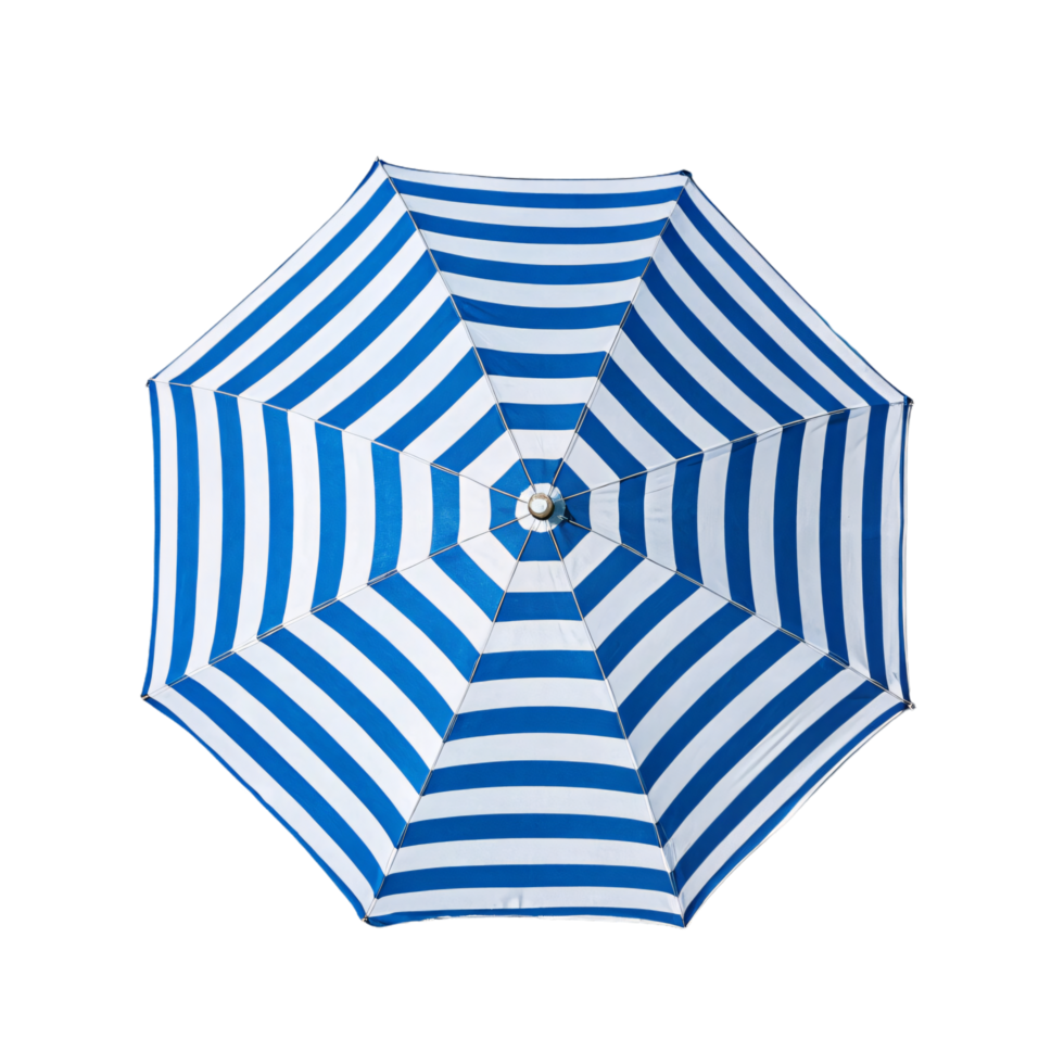 azul e branco concêntrico listras em a guarda-chuva, com uma central cubo projeto, Misturando simplicidade com beira-mar charme png