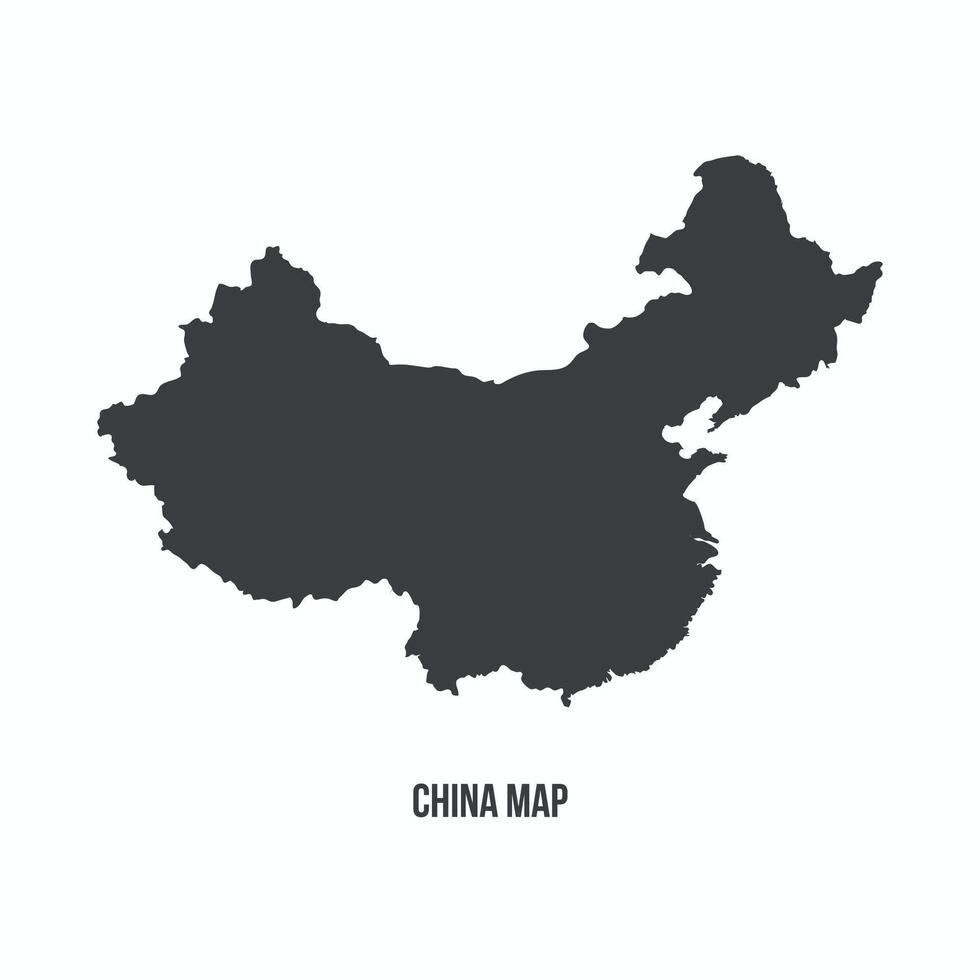 illustration of a China map silhouette isolated on a white background. Perfect for geographic, regional and artistic representations designs. vector