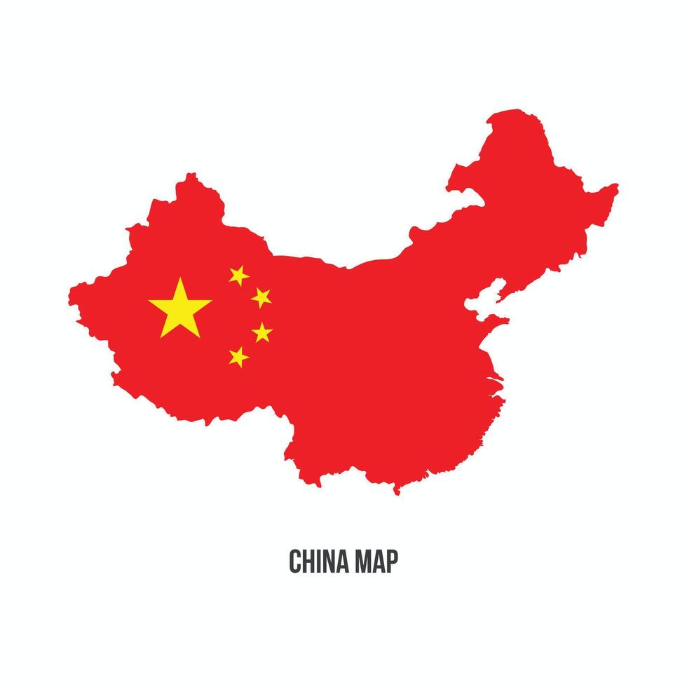 illustration of a Red China map isolated on a white background. Perfect for geographic, regional and artistic representations designs. Flag like China map. vector