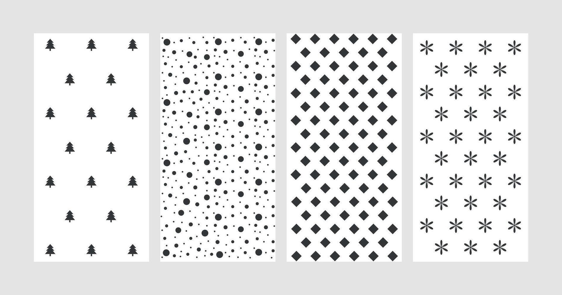 Collection of Christmas patterns with winter elements, design for Holidays decoration, wrapping paper, print, fabric or textile, lovely cards vector