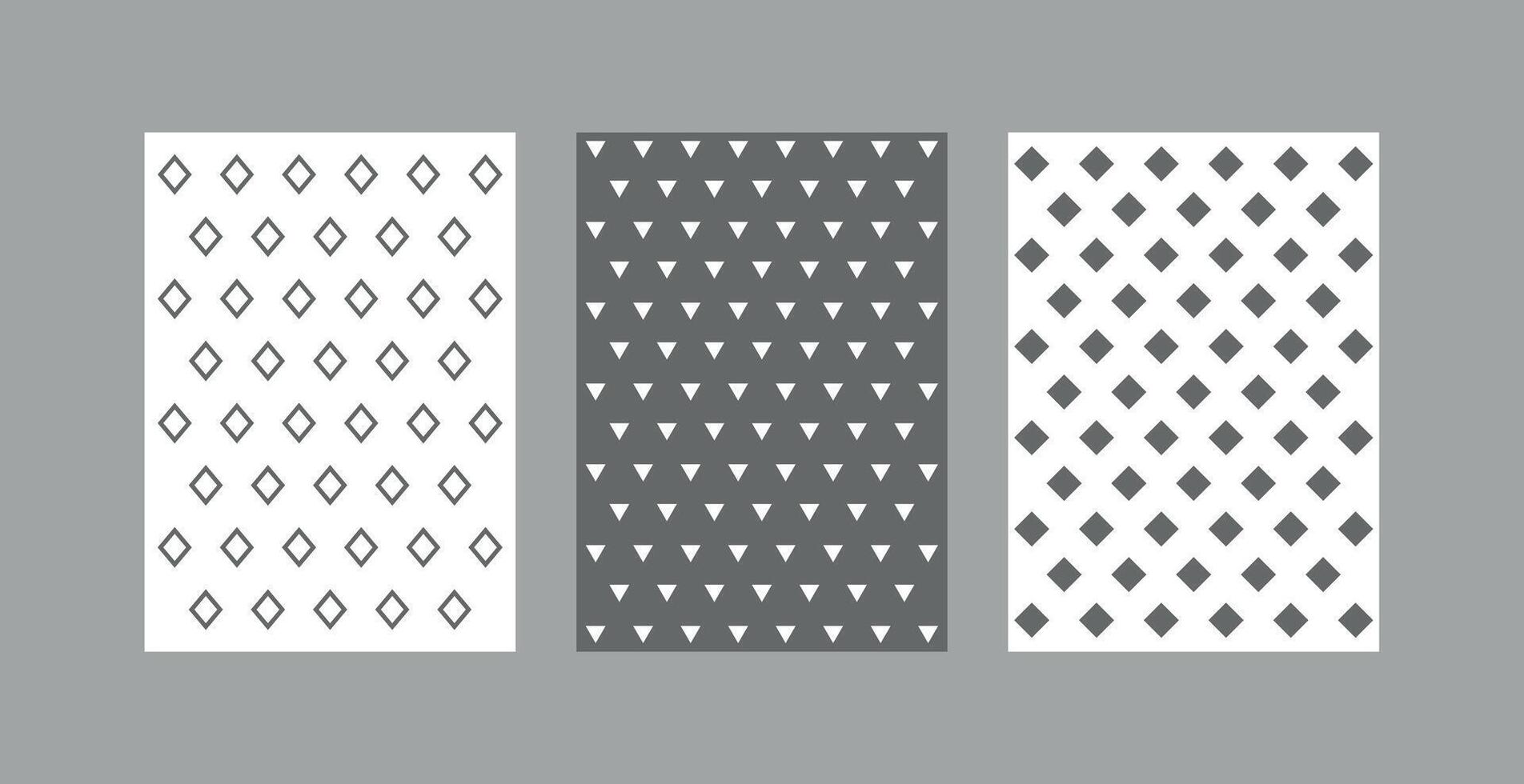 Cute set seamless pattern of geometric shapes, grey, lovely cards, design for decoration, wrapping paper, print, fabric or textile vector